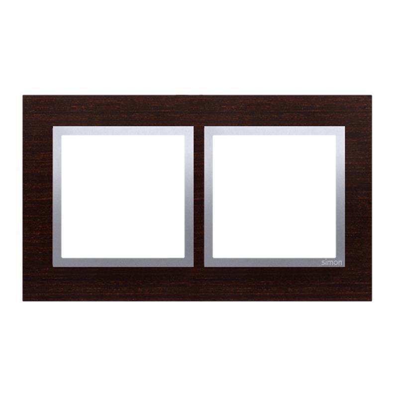 Simon 54 Nature srebrne wenge drewno - ramka podwójna DRN2/84