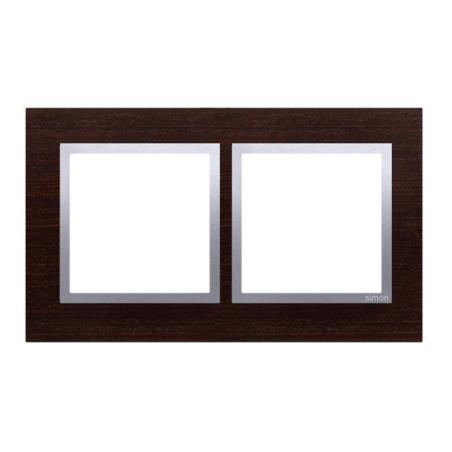 Simon 54 Nature srebrne wenge drewno - ramka podwójna DRN2/84