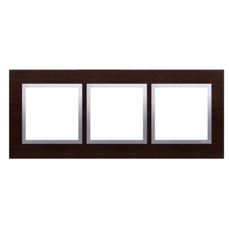 Simon 54 Nature srebrne wenge drewno - ramka potrójna DRN3/84