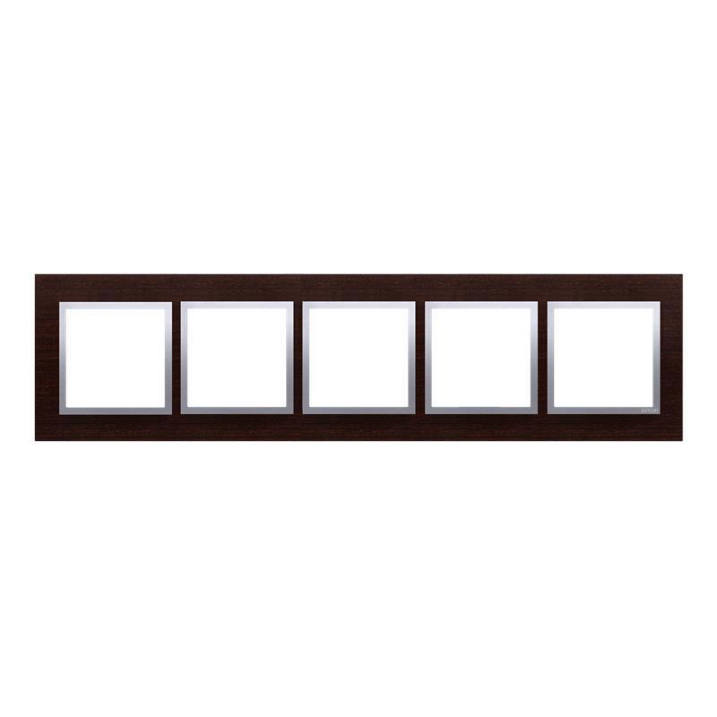 Simon 54 Nature srebrne wenge drewno - ramka pięciokrotna DRN5/84