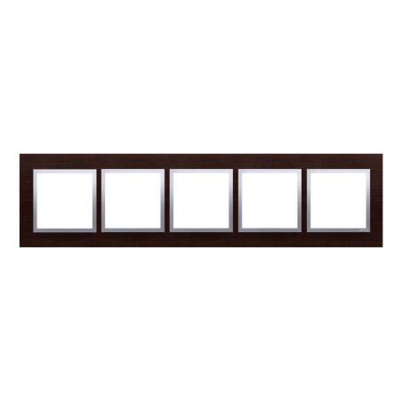 Simon 54 Nature srebrne wenge drewno - ramka pięciokrotna DRN5/84