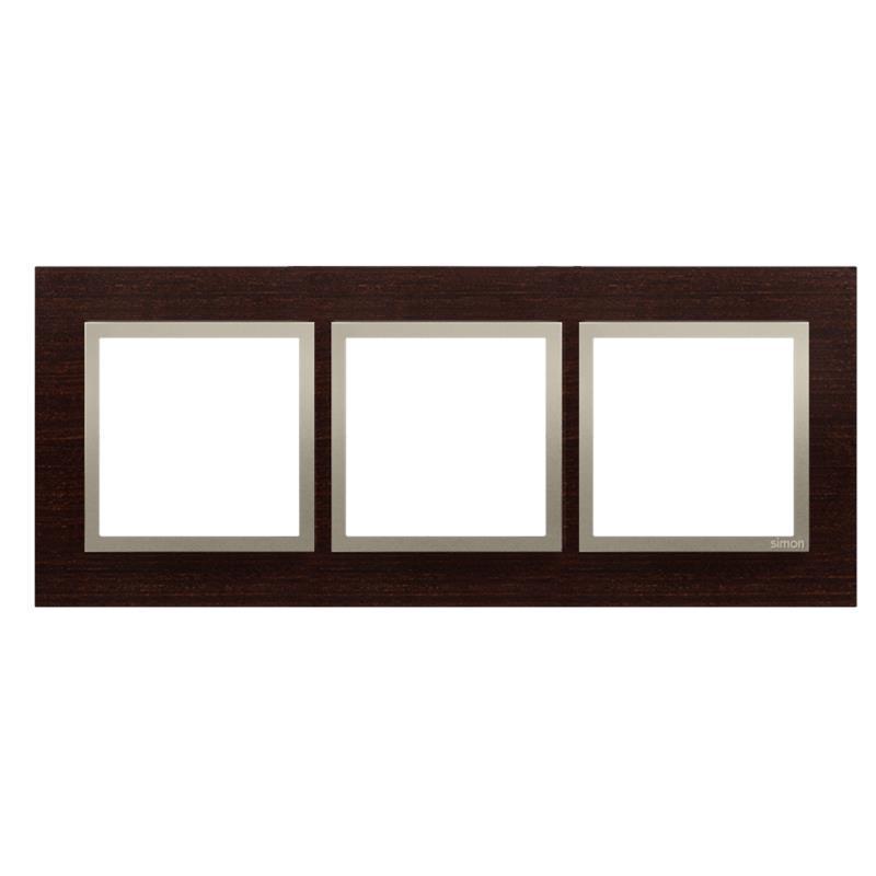 Simon 54 Nature złote wenge drewno - ramka potrójna DRN3/85