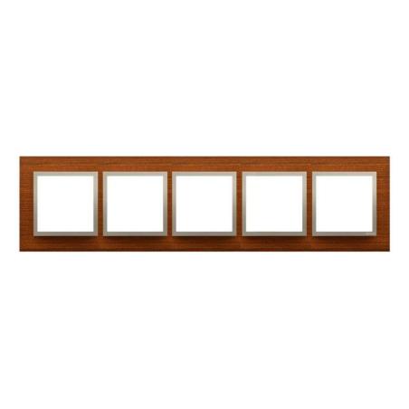 Simon 54 Nature złoty orzech drewno - ramka pięciokrotna DRN5/86