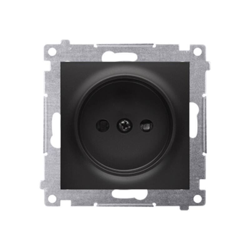 Simon 54 Premium czarny mat - gniazdo bez uziemienia z przesłonami DG1Z.01/49