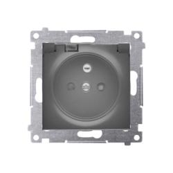 Simon 54 Premium czarny mat - gniazdo z przesłonami i uszczelką ramki DGZ1BZ.01/49