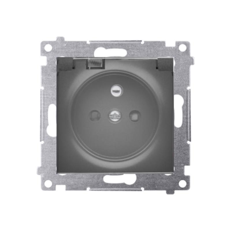 Simon 54 Premium czarny mat - gniazdo z przesłonami i uszczelką ramki DGZ1BZ.01/49