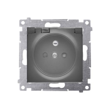 Simon 54 Premium czarny mat - gniazdo z przesłonami i uszczelką ramki DGZ1BZ.01/49