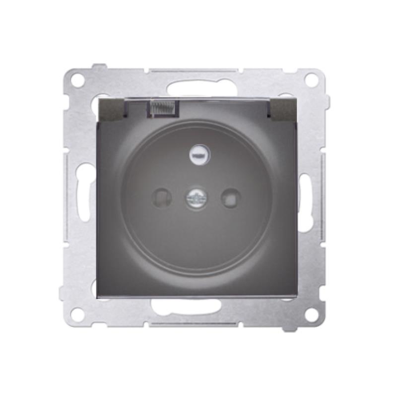 Simon 54 Premium czarny mat - gniazdo z przesłonami bez uszczelki DGZ1BUZ.01/49A