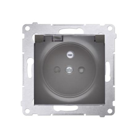 Simon 54 Premium czarny mat - gniazdo z przesłonami bez uszczelki DGZ1BUZ.01/49A