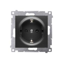 Simon 54 Premium czarny mat - gniazdo schuko z przesłonami DGSz1Z.01/49