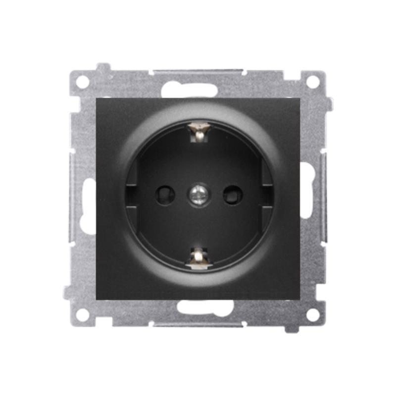 Simon 54 Premium czarny mat - gniazdo schuko z przesłonami DGSz1Z.01/49