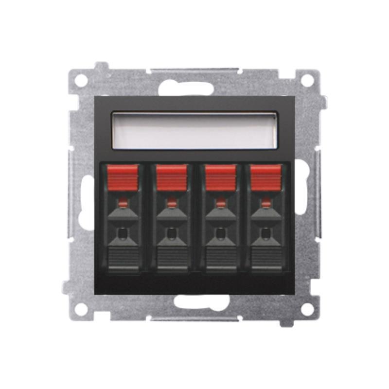 Simon 54 Premium czarny mat - gniazdo głośnikowe 4-krotne DGL34.01/49