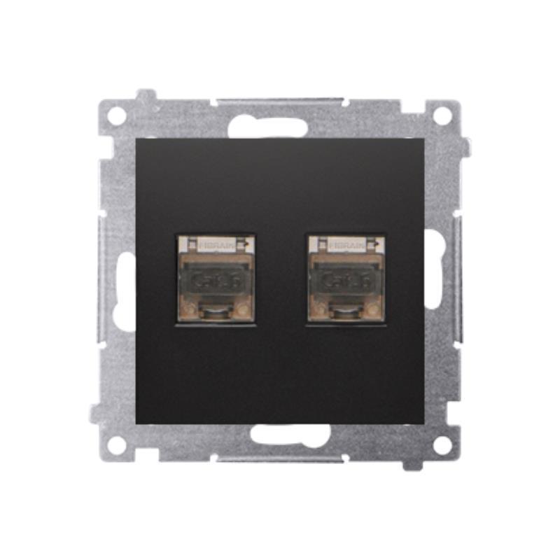 Simon 54 Premium czarny mat - gniazdo komputerowe RJ45 podwójne ekranowane D62E.01/49