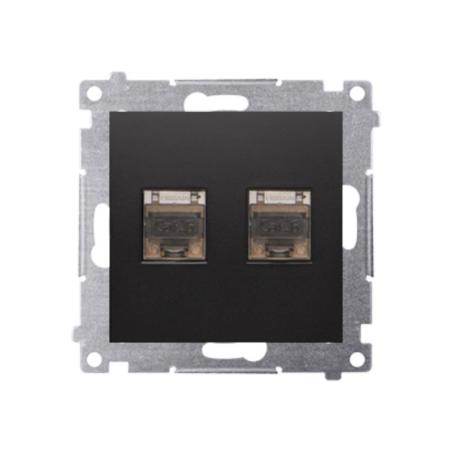 Simon 54 Premium czarny mat - gniazdo komputerowe RJ45 podwójne ekranowane D62E.01/49
