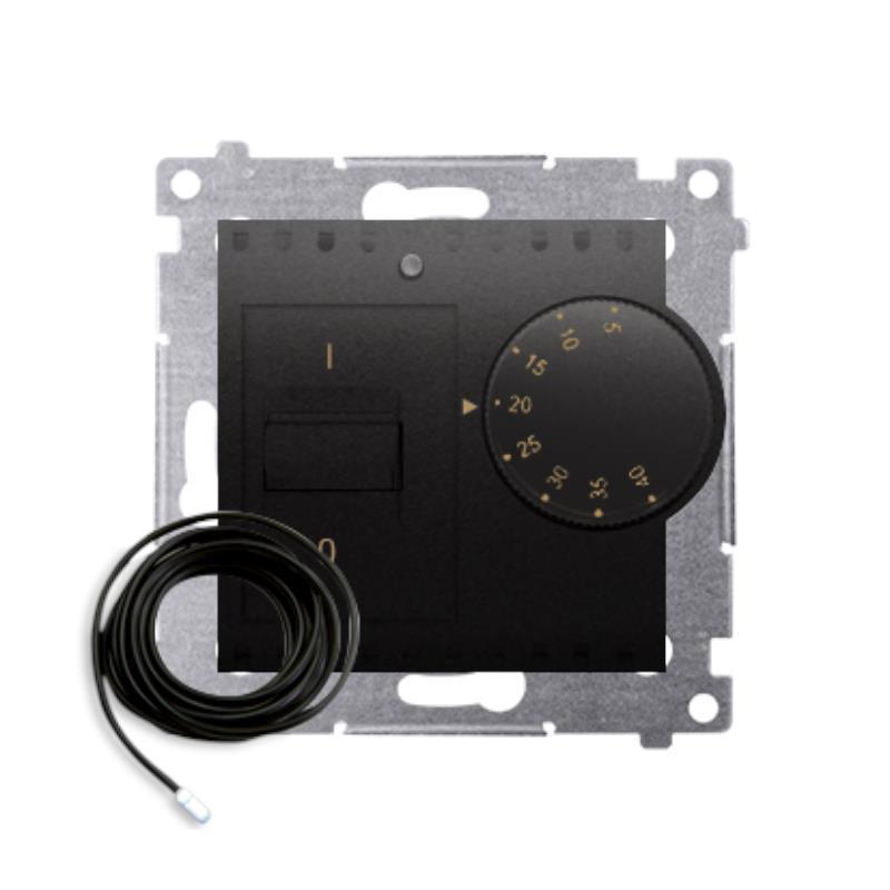 Simon 54 Premium czarny mat - regulator temperatury z czujnikiem zew. DRT10Z.02/49