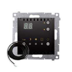 Simon 54 Premium czarny mat - regulator temperatury z wyświetlaczem z czujnikiem zew. DTRNSZ.01/49