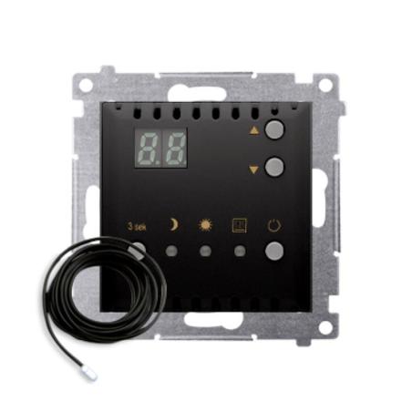 Simon 54 Premium czarny mat - regulator temperatury z wyświetlaczem z czujnikiem zew. DTRNSZ.01/49