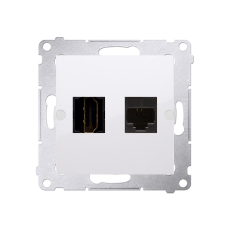 Simon 54 Premium biały - gniazdo HDMI + RJ45 DGHRJ45.01/11