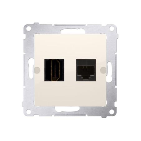 Simon 54 Premium kremowy - gniazdo HDMI + RJ45 DGHRJ45.01/41