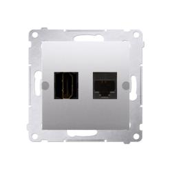 Simon 54 Premium srebrny mat - gniazdo HDMI + RJ45 DGHRJ45.01/43