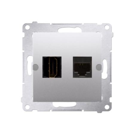 Simon 54 Premium srebrny mat - gniazdo HDMI + RJ45 DGHRJ45.01/43