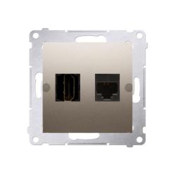 Simon 54 Premium złoty mat - gniazdo HDMI + RJ45 DGHRJ45.01/44