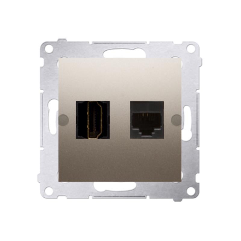 Simon 54 Premium złoty mat - gniazdo HDMI + RJ45 DGHRJ45.01/44