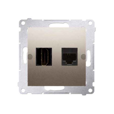 Simon 54 Premium złoty mat - gniazdo HDMI + RJ45 DGHRJ45.01/44