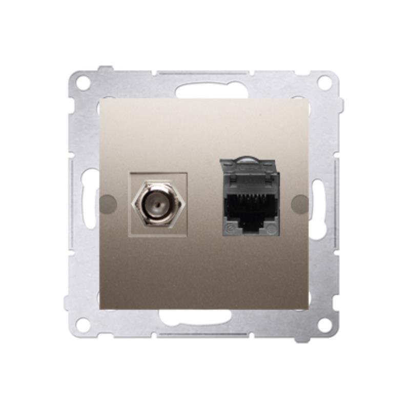 Simon 54 Premium złoty mat - gniazdo antenowe SAT pojedyncze + RJ45 DASFRJ45.01/44