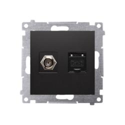 Simon 54 Premium czarny mat - gniazdo antenowe SAT pojedyncze + RJ45 DASFRJ45.01/49