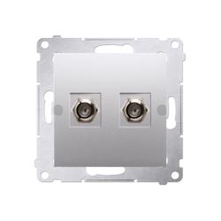 Simon 54 Premium srebrny mat - gniazdo antenowe typu F podwójne DASF2.01/43