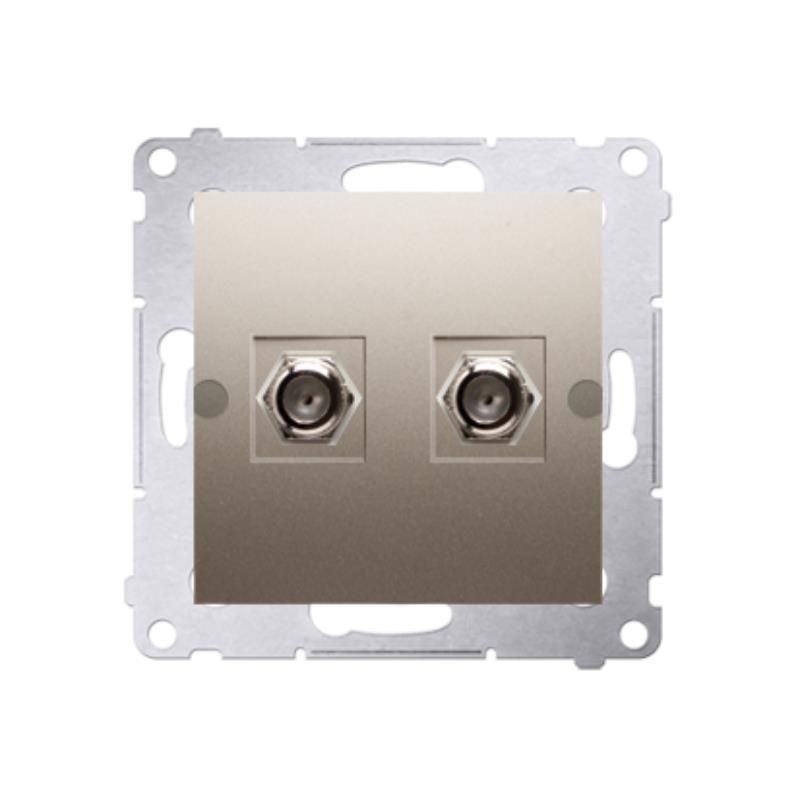 Simon 54 Premium złoty mat - gniazdo antenowe typu F podwójne DASF2.01/44