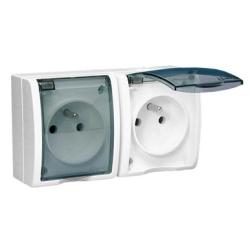 Simon Aquarius - gniazdo wtyczkowe z uziemieniem podwójne i przesłonami  AQGZ1-2z/11a