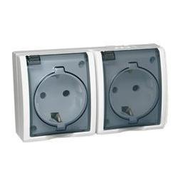 Simon Aquarius - gniazdo wtyczkowe z uziemieniem schuko i przesłonami podwójne AQGSz1-2z