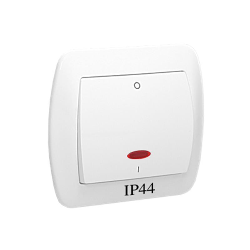 Simon Akord biały - przycisk dwubiegunowy z podświetleniem bryzgoszczelny - AW2BL/11