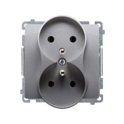 Simon Basic inox - gniazdo wtyczkowe z uziemieniem BMGZ2M.01/21 Kontakt-Simon