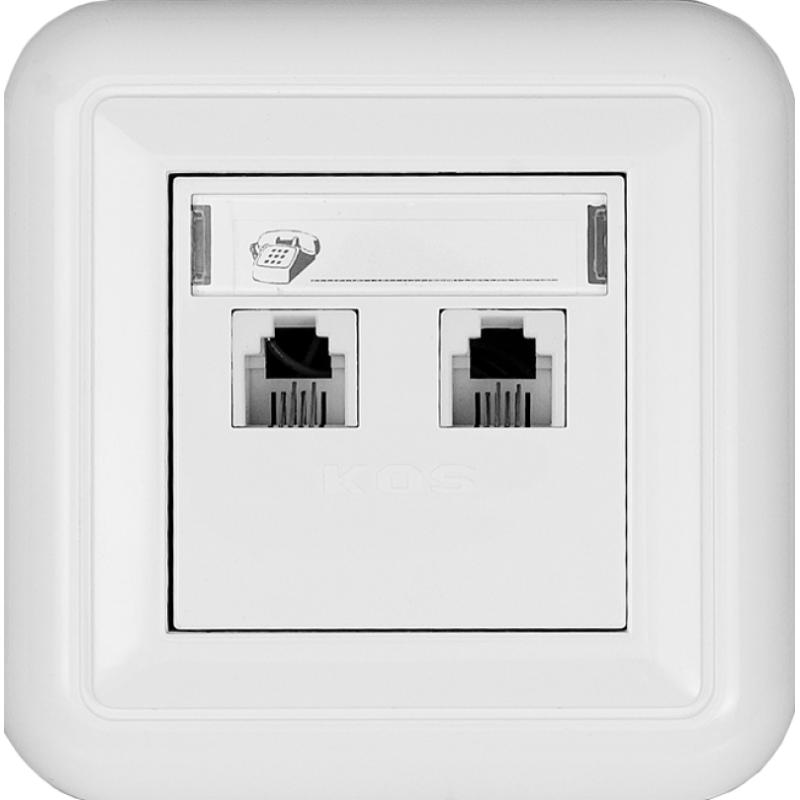 Kos Cosmo Line biały - gniazdo telefoniczne podwójne - 300464