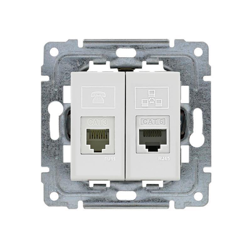 Kos Dante biały - gniazdo komputerowo-telefoniczne