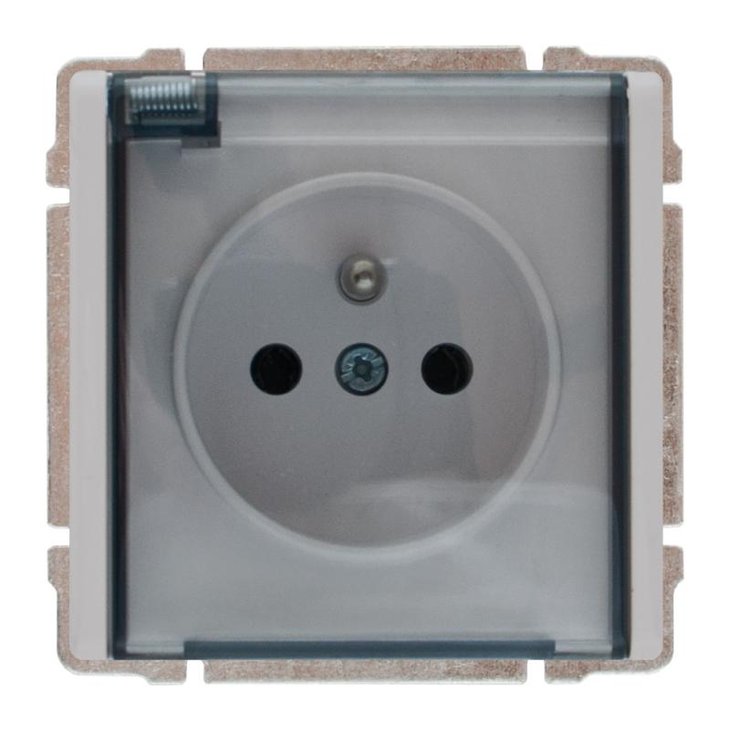 Kos 66 aluminium - gniazdo pojedyncze Schuko IP44