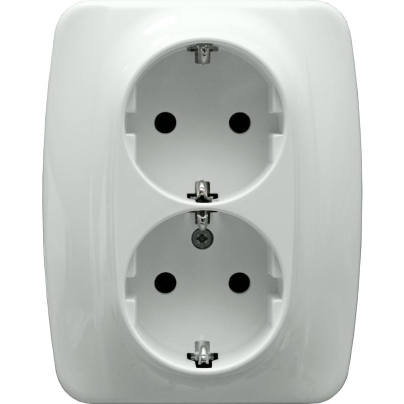 Kos 66 aluminium - gniazdo podwójne Schuko