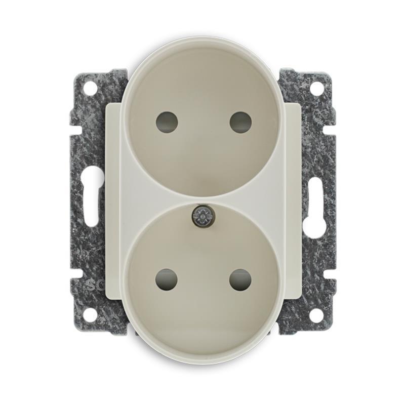 Kos Vena kremowy - gniazdo podwójne do ramki