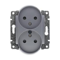 Kos Vena 2 aluminium - gniazdo podwójne (+0) do ramki Kos Elektro System