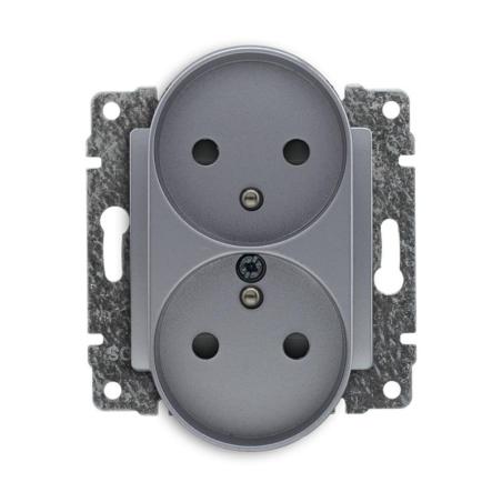 Kos Vena 2 aluminium - gniazdo podwójne (+0) do ramki