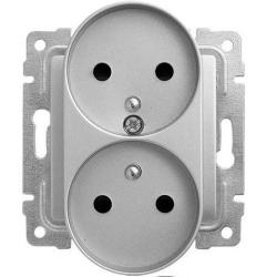 Kos Vena 2 aluminium - gniazdo podwójne (+0) do ramki Kos Elektro System