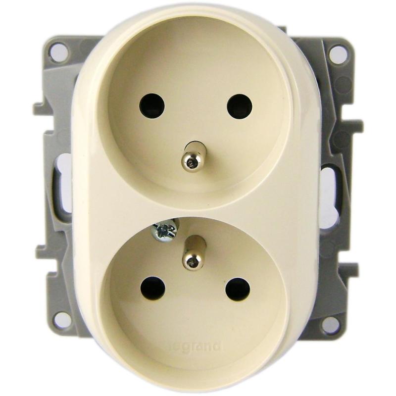 Legrand Niloe kremowy - gniazdo podwójne (+0) do ramki