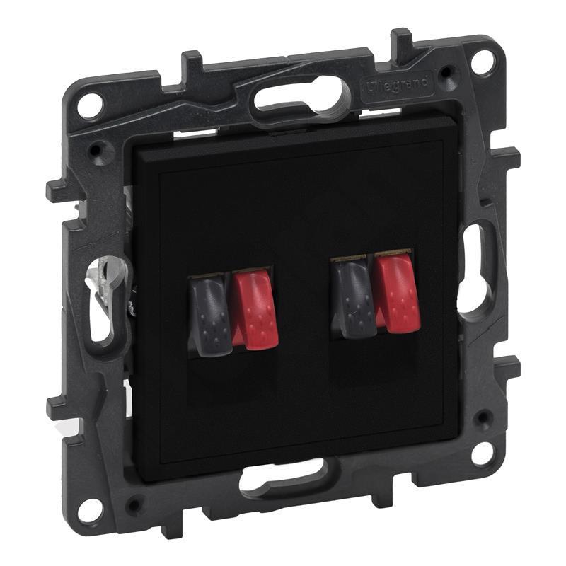 Legrand Niloe Step czarny - gniazdo głośnikowe podwójne