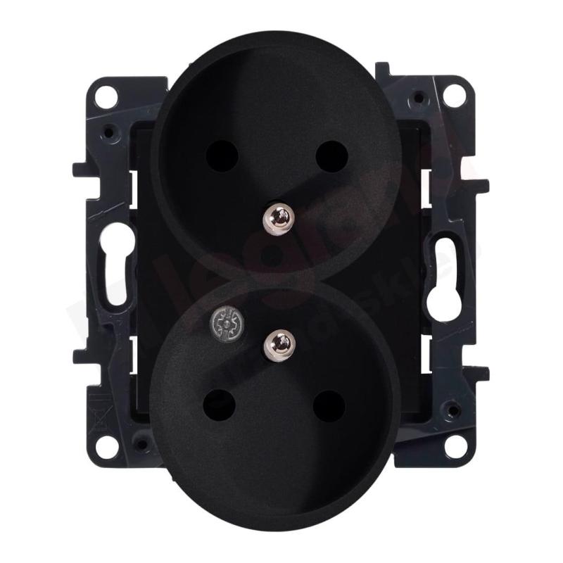 Legrand Niloe Step czarny - gniazdo podwójne (+0) do ramki