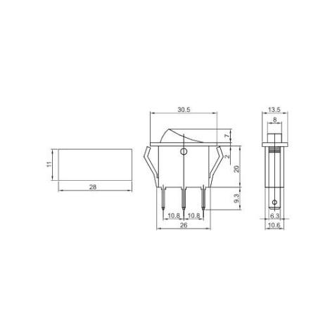 Wyłącznik kołyskowy włącz-wyłącz czerwony TES-21