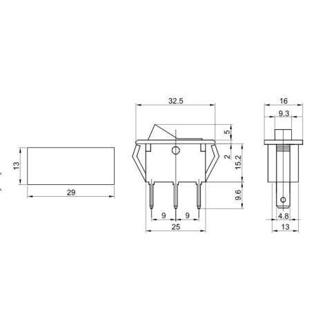 Wyłącznik kołyskowy włącz-wyłącz czerwony TES-22