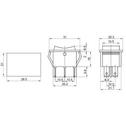 Wyłącznik kołyskowy trójpozycyjny I-0-II czerwony TES-52